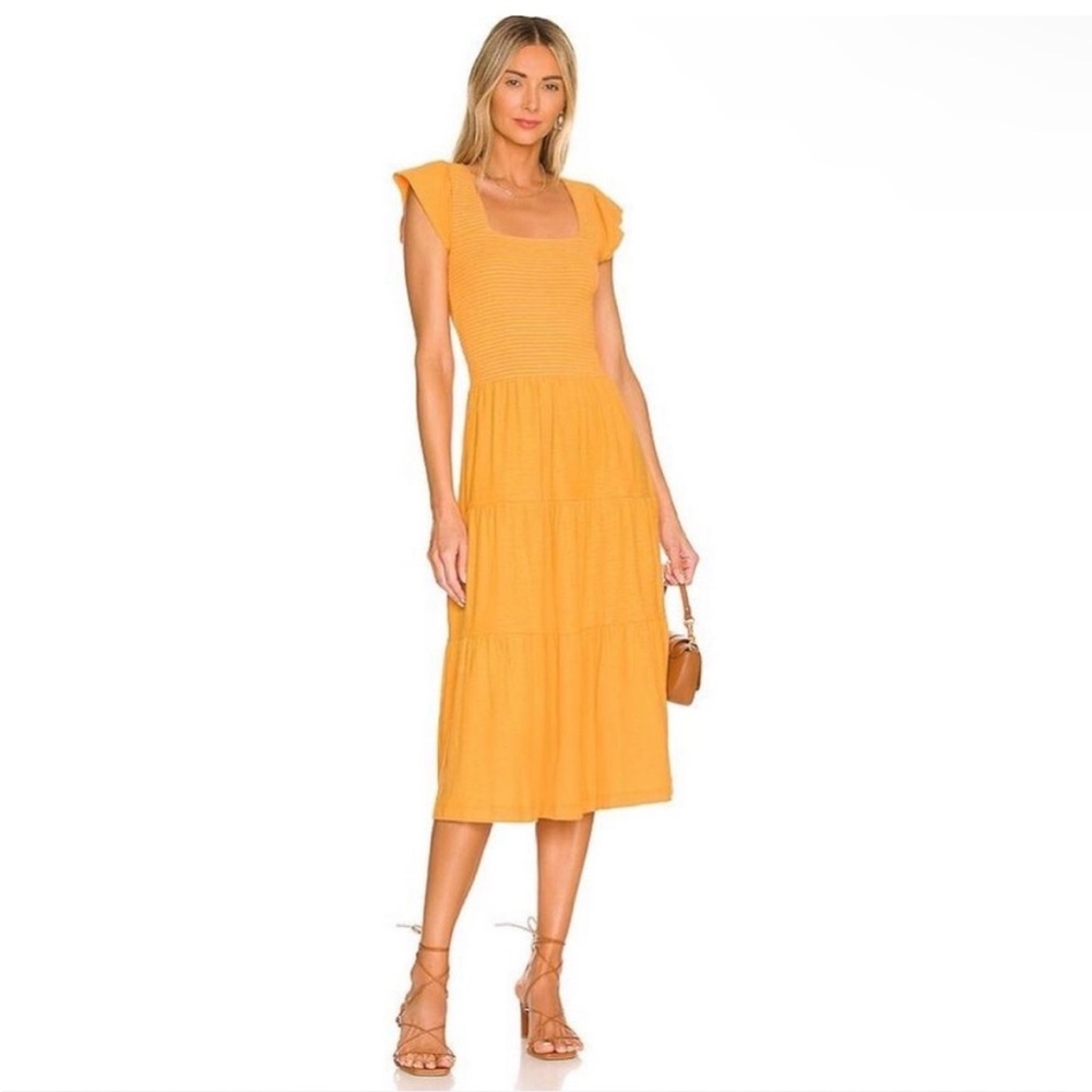 Josie Square Neck Midi Dress in Mango